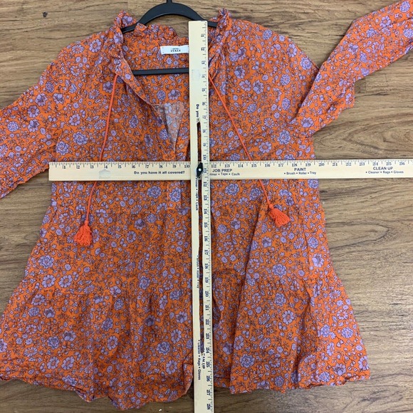 0039 Italy Women’s Medium Floral Printed Orange Blouse - Picture 4 of 4